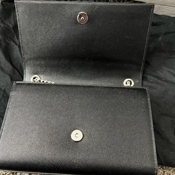 Black YSL purse with silver chain - Picture 3 of 6